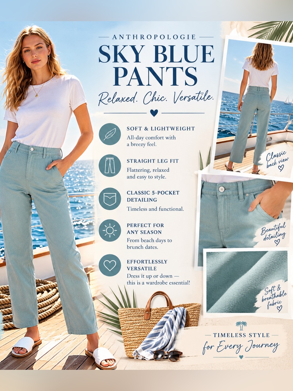 Anthropologie Sky Blue Pants